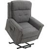 HOMCOM Poltrona Relax Alzapersona Reclinabile con Poggiapiedi, Grigio | Poltrona Reclinabile, Imbottitura Spessa, Rivestimento in Tessuto