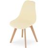 NMK HOME Sedia Ergonomica Imbottita Gambe Legno Crema 1 Pezzo | plastica, seduta ergonomica, ufficio, casa, design moderno, stabile, durabile
