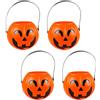 AURACASA Secchio di Halloween per Dolcetto o Scherzetto, Contenitore in Plastica Arancione a Forma di Zucca con Manico Nero, Decorazione Festiva per la Raccolta di Caramelle (4, Medio)