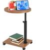 Tutamaz Tavolino con ruote, regolabile in altezza (45-80 cm), girevole a 360°, piccolo, a forma di C, per soggiorno, camera da letto (colore legno naturale)