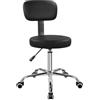 BFTOU Sedia da ufficio con schienale regolabile, sedia da disegno, cuscino spesso, sgabello a rotelle con ruote, per negozio, salone, bar, cucina, studio, nero