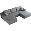 Comfyu Divano angolare modulare a forma di L, Cord, Cloud, con seduta bassa, grigio, 3 posti (grigio, destra-270 cm)