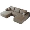 Comfyu Grande divano a coste da 270 cm, senza cornice, senza montaggio, cammello | Boneless Design, chaise longue, larghezza 270 cm, grigio, divano modulare
