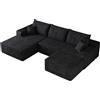 Comfyu Grande divano a coste da 270 cm, senza cornice, senza montaggio, nero, 4 posti