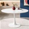 ZECIIYE Tavolo da pranzo rotondo 110 cm per 4-6 persone, bianco moderno | Tavolo da cucina bianco in MDF per sala da pranzo, soggiorno, bar, caffè, ufficio e piccola sala riunioni
