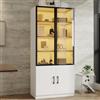 Chatsly Vetrina in vetro fumé, 60 x 40 x 160 cm, telaio in alluminio, due ante nella parte inferiore, libreria, credenza, bianco