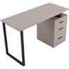 FRANKYSTAR® Asym - Scrivania da Ufficio Con Cassetteria 120x75x50 Tavolo Da Studio in Ferro Tortora
