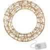 com-four® Ghirlanda LED Dorata in Metallo Ø 25 cm | Ghirlanda luminosa dorata con nastro glitterato per finestra, porta o parete, decorazione natalizia