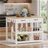 MSFE Isola da Cucina,Armadio da Cucina con Piano di Lavoro con Prese Elettriche e Porte USB,Moderno Buffet da Soggiorno Tavolo da Pranzo con 2 Cassetto e 2 Ripiano a Vista, 100 * 75 * 87.4CM