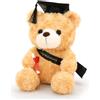Haoppmof Orsacchiotto di peluche, orsacchiotto di esame con diploma, regalo | Morbido peluche, cappello da laurea e dottore, regalo di laurea per ricordi indimenticabili