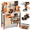Lehoo Castle Banco da Lavoro Bambini Legno, Banco Attrezzi Giocattolo | con Trapano Elettrico, Cassetta Attrezzi, Gioco Montessori STEM Maschi Femmine 3-9 Anni (62x29.5x81.5cm)