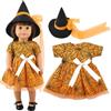 Ourdort Vestiti della Bambola,Vestiti per Bambola di Halloween,Costume di Halloween | Vestito da Strega con Cappello,Accessorio per Bambola da Vestito per Cappello da Bambola da 18 Pollici,Regalo per Ragazze
