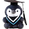 Generisch Peluche a forma di pinguino con cappello da dottore, regalo di laurea 2026, con sciarpa colorata, 16 cm, per Bachelor Master (blu)