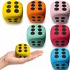 YceLon 6 dadi in schiuma da 3,8 cm, colorati, blocco grande | Plastica robusta; 6 colori vivaci; ideali per giochi da tavolo e lezioni di matematica