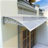 kufu01 Parapioggia Tettoia Tenda da Veranda per Esterno,Porta,Garage,Balcone,Pensilina Tettoia in Policarbonato Trasparente,Supporto Bianco,Protezione Uv da Pioggia e Neve (60x100cm/24x39)