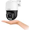 SUNBA Mini telecamera di sicurezza PTZ 4K, zoom ottico 20X, telecamera PoE per esterni, telecamera compatta con zoom Pan Tilt Zoom con visione notturna a colori a doppia luce, audio bidirezionale, ONVIF