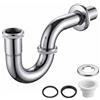 TMZELOA Sifone Lavabo Bagno 1 1/4 x 32 mm, Scarico Bidet con Tappo Anti-odore | Sifone Universale in Acciaio Inox, Tubo di Scarico per Bidet, Attacco a Parete con Guarnizione, Montaggio Facile
