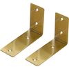 XIAODANKE Staffe per Mensole in Acciaio Inossidabile D'oro Supporto in Metallo Pesanti Reggimensole Flottante ad Angolo Retto a Forma di L Spessore 3mm per Cucina, Negozio, 2 Pz (121 × 83mm)