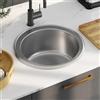 GBCDSWBR Lavello da incasso in acciaio inox, rotondo, 48 cm, con filtro e sifone, per montaggio sul piano di lavoro