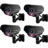 Vegena Telecamere finte CCTV, confezione da 4 telecamere a circuito chiuso fittizie per esterni e interni, telecamere di sicurezza fittizie finte, impermeabili, a forma di proiettile, con LED rosso