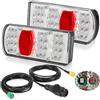 DARKGUARD Kit Fanali Posteriori Rimorchio Led 12V 24V Cavo Pre-Cablaggio 5,5M Spina 13 Poli Plug&Play Baionetta 7 Funzioni(Luci di Posizione,Frecce,Stop,Targa,Retromacia,Nebbia) Omologati E57 IP65
