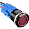 ETOPARS Nero Guscio 19mm Interruttore a Pulsante 12V 5A Interruttore a Levetta per Auto Impermeabile Metallo Interruttore a Bilanciere con Filo Rosso Luce Energia Simbolo