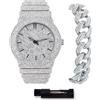 ICE STAR Set di orologio e bracciale con diamanti da uomo, 46 mm