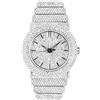 ICE STAR Elegante orologio da donna con diamanti completamente ghiacciati da 40 mm, movimento al quarzo - quadrante argentato, Argento, womens-standard, moderno