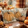AwzyGous Federa per Cuscino 45x45 cm Autunnale Foglie di Zucca Cuscini Decorativo a Quadri Fodera per Cuscino Divano Morbido per Camera da Letto Soggiorno Poltrona Halloween Ringraziamento Set di 2