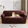 VanderHOME Copripoltrona Elastico copridivano Spessi Fodera Poltrona in Velluto Copri Poltrona Singola Elasticizzati Antiscivolo Copertura per Poltrona Divanetto Lavabile 1 posti Marrone