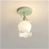SIYANE Plafoniera Vintage In Vetro Verde Con Paralume A Fiore Bianco Luci Per Corridoio Apparecchio A Soffitto Piccolo Vicino Alla Plafoniera Nordic Farmhouse Moderna Lampada Da Soffitto Per Isola Del