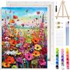 MOTGOM Dipingere con i Numeri Adulti con Telaio, Campo di Fiori Selvatici kit per pittura ad olio per principianti e adulti, Dipingere con i Numeri Adulti, Decora la Casa Regalo 25×35cm