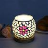 Maimeili Lampada da Tavolo Turca a Mosaico - Luce Retrò in Vetro, Lampada da Comodino Bohemien con Base in Legno, Alimentazione USB, Lanterna Marocchina per Soggiorno e Camera da Letto