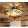 Mondocreazioni Plafoniera Spot da Soffitto, 1 Luce, Ferro Battuto e Ceramica Siciliana, Cucina, Bagno e Veranda (MELOGRANO)