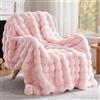 Exclusivo Mezcla Coperta in Pelliccia Sintetica per Divano, a Bolle 3D | 130x150 cm, Coperta Sherpa Spesso e Soffice, Lussuosa e Reversibile, Calda, Morbido e Accogliente, Rosa