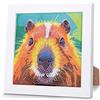 Pujeknm Capybara Diamond Painting per bambini con cornice in legno, set completo di immagini per pittura con diamanti 5D, fai da te per la decorazione della casa, 18 x 18 cm