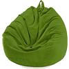 FANSU Copertura per Poltrona Sacco Puff Poltrona Senza Riempimento, Tinta Unita Pouf Poltrona con Zip Poltrona a Sacco per Adulti e Bambini Interni, Casa, Soggiorno (100x120cm,Erba Verde)