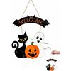 XALFST Cartello Decorativo Halloween 30 cm, Impermeabile e Anti-UV, Design Realistico Zucca e Fantasma, Installazione Sicura Senza Forature, Uso Interno ed Esterno