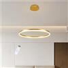 LIUYU Lampadario a Sospensione LED Rotondo Moderno, Anello Singolo 60cm 32W Colore Oro, Dimmerabile e Regolabile in Altezza con Telecomando, per Soggiorno, Camera da Letto e Cucina