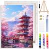 MOTGOM Dipingere con i Numeri Adulti con Telaio, Pagoda Giapponese fai da te Quadri da Dipingere con i Numeri Adulti, Pittura Adulti Decora la Casa Regalo 25×35cm