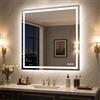 BEAUTYPEAK Specchio da bagno con illuminazione, 100 x 100 cm, specchio da | Specchio da bagno a LED con 3 colori di luce, controllo touch e funzione anti-appannamento, per bagno e camera da letto