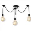 LEDSone Lampadario industriale Edison a 3 teste E27, regolabile, a forma di ragno, con attacco a soffitto (Nero + Lampadina)