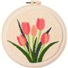 Generic Kit di aghi da punzonatura per principianti, ricamo fai da te con tessuto, cerchi, filati e aghi da cucito, per adulti e bambini, regalo per festival e decorazione per la casa, 20 x 20 cm (tulipano)