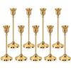 Aosiingarx Set di 9 dorato candelabro, conici portacandele 19x7 cm | porta candele dorati adatti a candele affusolate e a colonna. Ideali per matrimoni, decorazioni per la casa e anniversari
