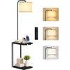 OUTONLIFE Lampada da Terra con Tavolino e Ricarica | Tavolino a C con USB e USB-C, Piantana LED 12 W Dimmerabile con Telecomando, 3 Temperature di Colore, Nero