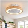 ATEEZ Plafoniera con Ventilatore da Soffitto con Luce Ø 52 cm, in Legno Massello, Senza Pale Silenzioso, Telecomando/APP, Motore DC Reversibile, Dimmerabile, per Camera da Letto