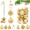 Generico Set 34 Palline di Natale Bianco e Oro in Plastica | Misure 13/8/6/3 cm, Riutilizzabili, Per Albero di Natale, Casa e Feste, Diverse Misure