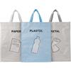 MIJOMA Set di 3 sacchetti per la spazzatura dei rifiuti, 30 x 30 x 39 cm, PP 150 g, m2, chiusura in , raccolta differenziata per carta, plastica, metallo