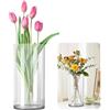 RANJIMA Vaso per fiori, alto 20 cm in vetro cilindrico grande rotondo moderno con fondo vaso di vetro grande per decorazione da tavolo girasole soggiorno,10 cm