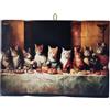 KUSTOM ART Quadro Serie Animali Gatti Ultima Cena Stampa su Legno 25x18cm